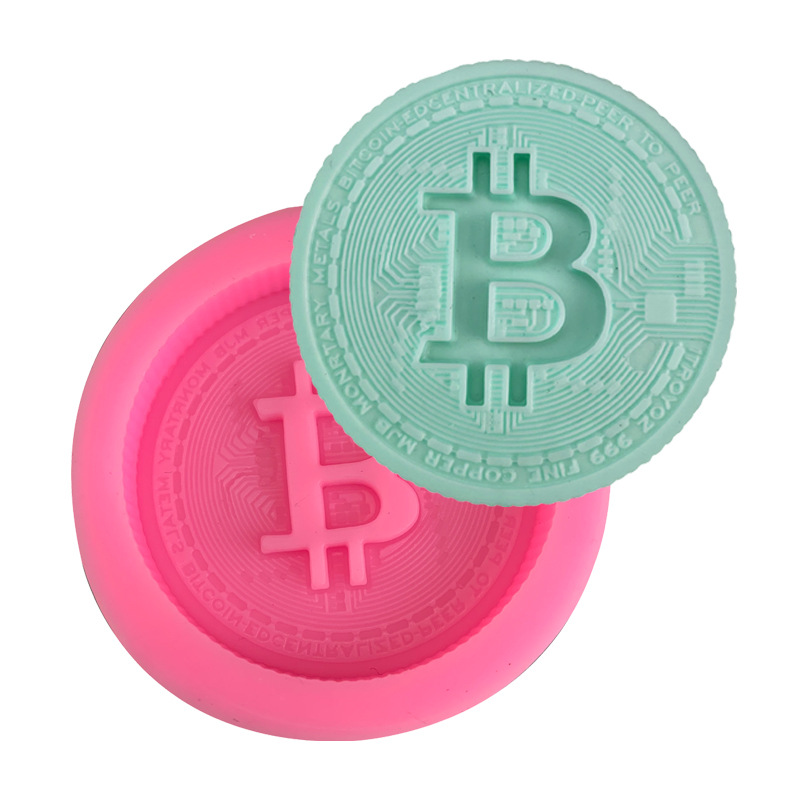 Candle Making Items - 1/3 Stück Bitcoin-Logo Seifenform Silikon-Kuchenform Backzubehör