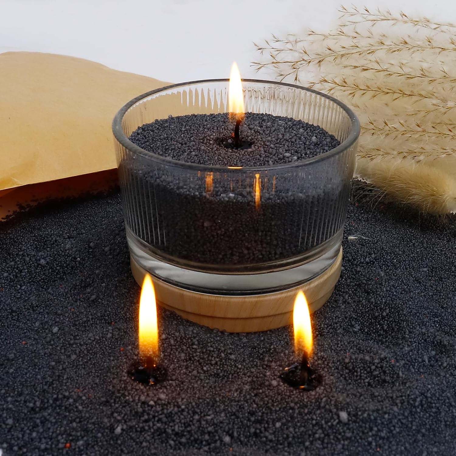 Candle Making Experience - Schwarzer Kerzensand mit Docht, 200g mit